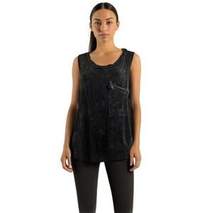 POL Black Distressed Lace Back Tank Top Size L